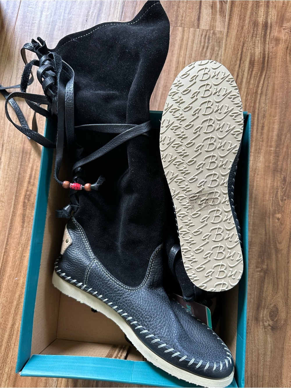 NEW Anthropologie Buyamba Leather Boots size 7 BLACK